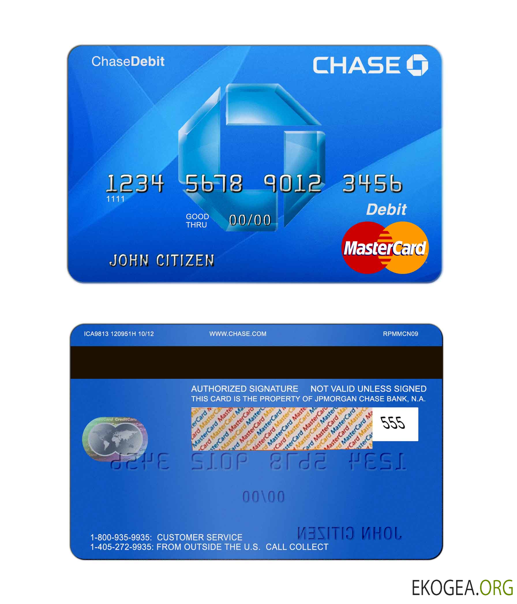 Mastercard de la banque Chase aux États-Unis template